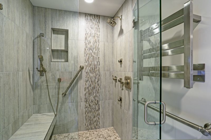 Tiled Shower with Geometric Patterns